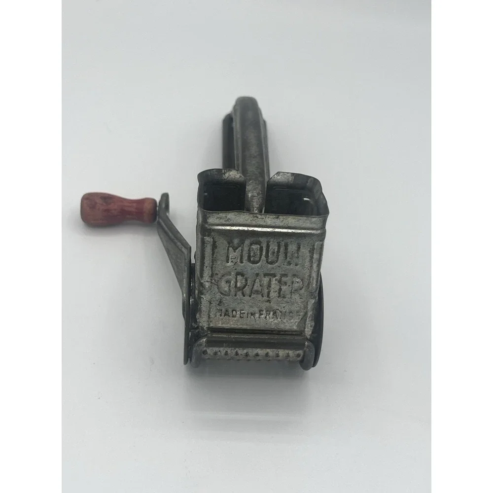 Vintage Mouli Cheese Grater Metal Red Wood Handle Made in France Kitchen Tool